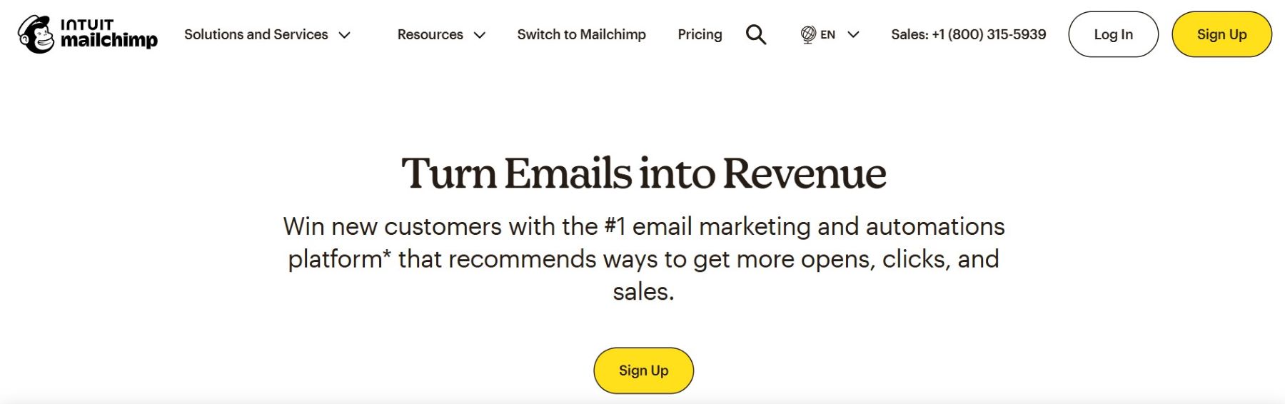 MailChimp Homepage Februar 2025