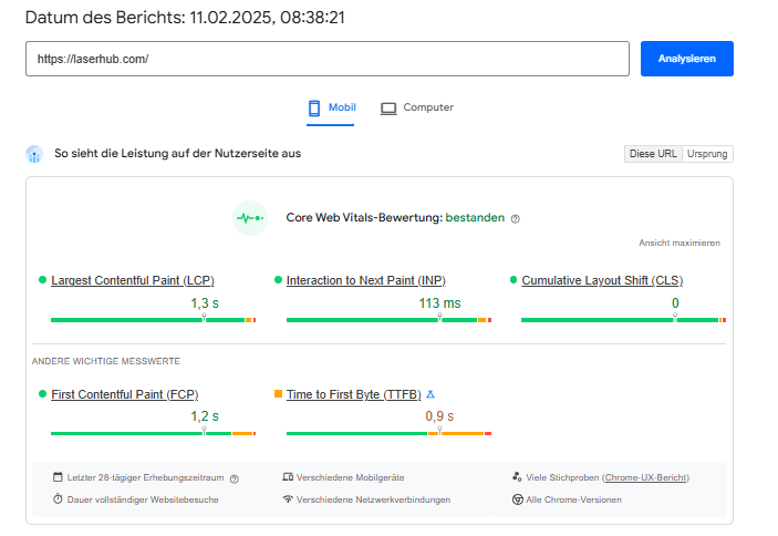 L'évaluation des vitaux du Web de base a réussi - Source