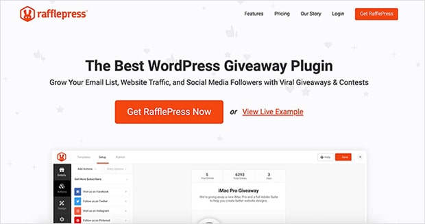 Giveaways WordPress de Rafflepress