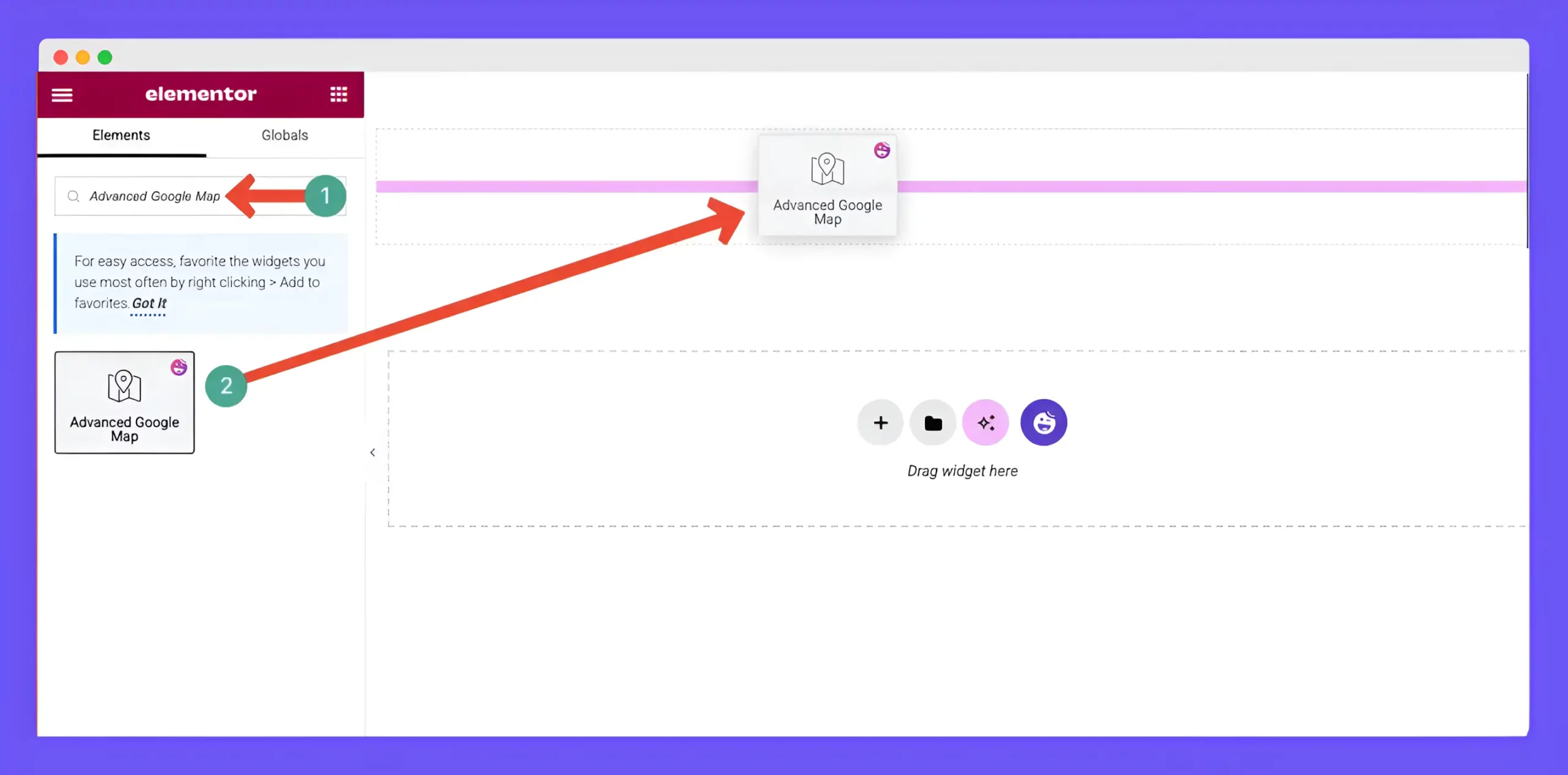 Add the Advanced Google Map to Elementor Canvas