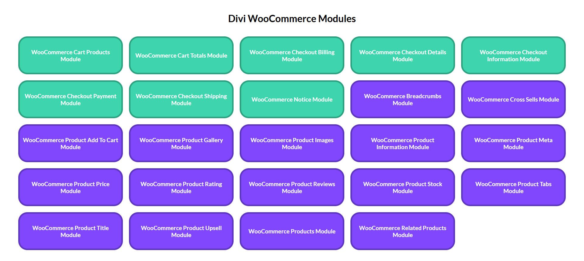 Moduli Divi WooCommerce