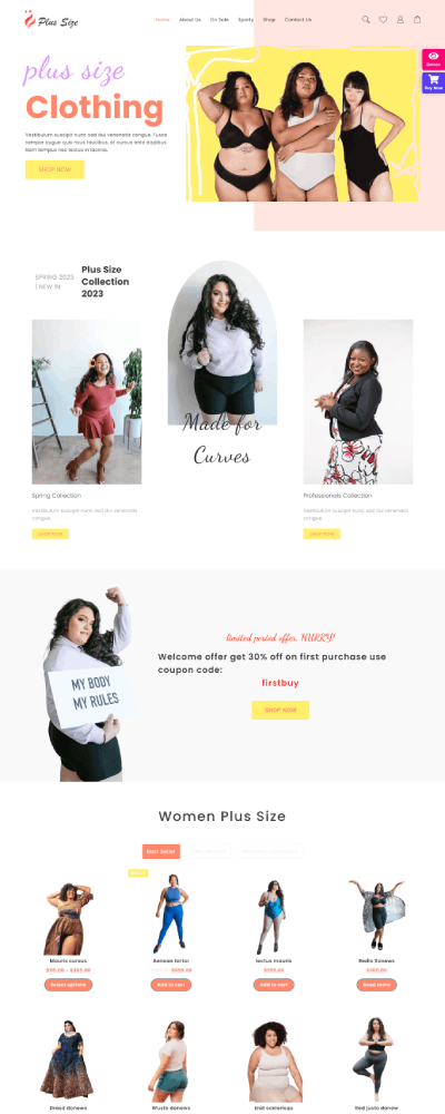 Template for Plus size shop