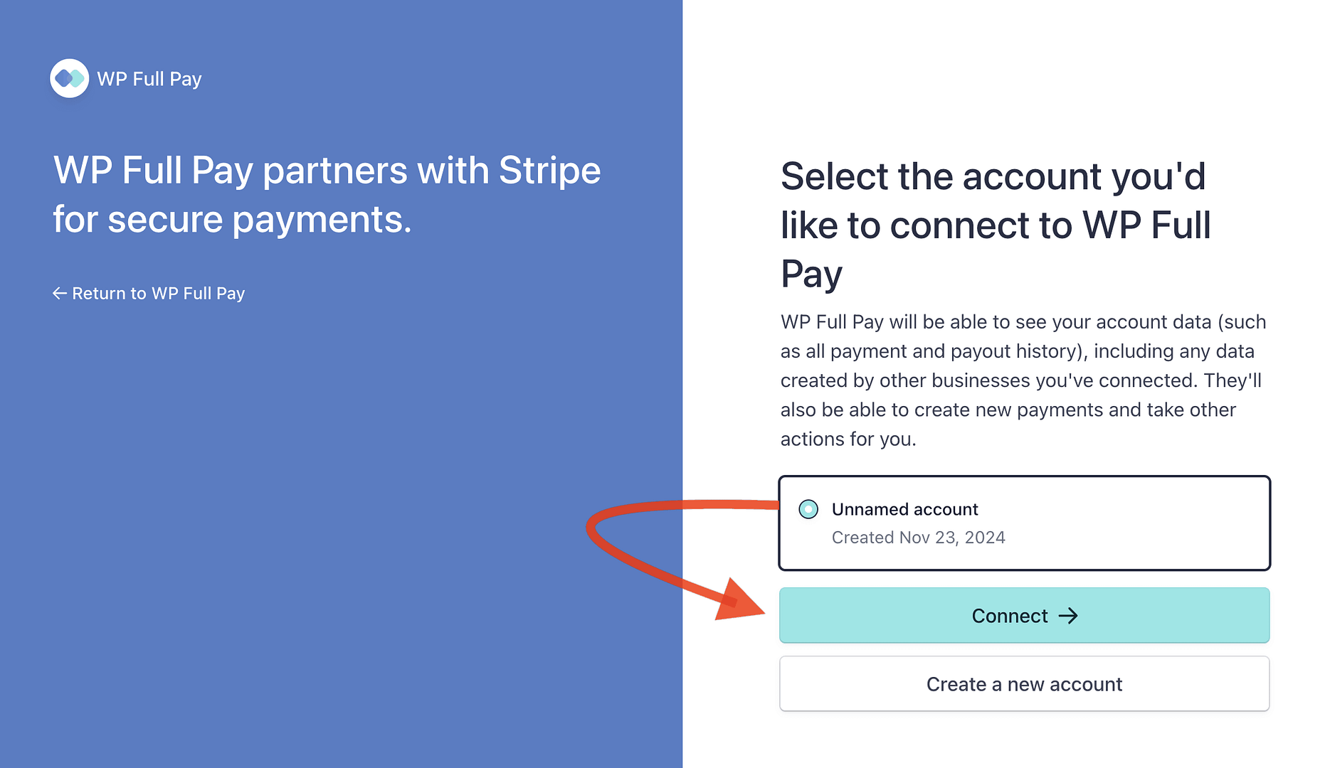 การเชื่อมต่อบัญชี Stripe ที่มีอยู่