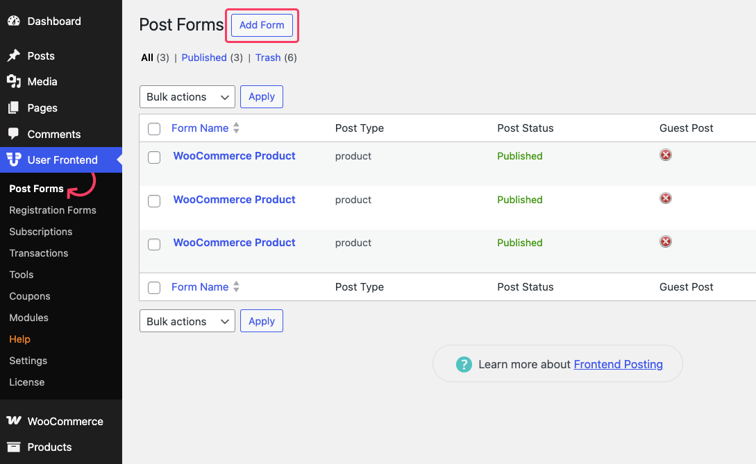 WP Usuário Frontend Pro: Crie um formulário de envio de produto de front -end