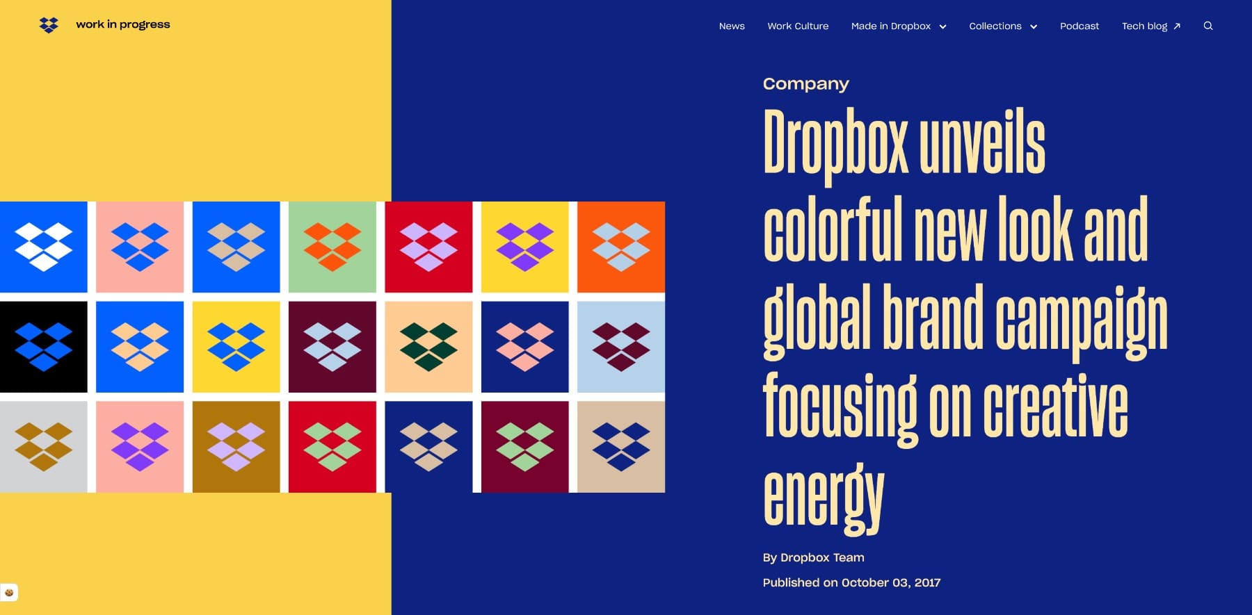 Esempio di rebranding Dropbox