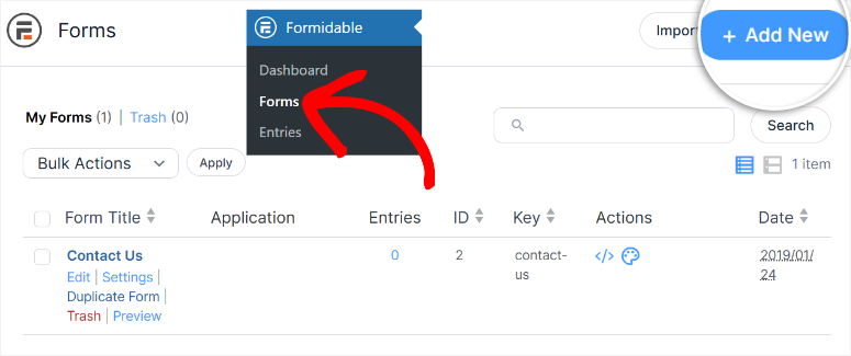 formidable forms add new