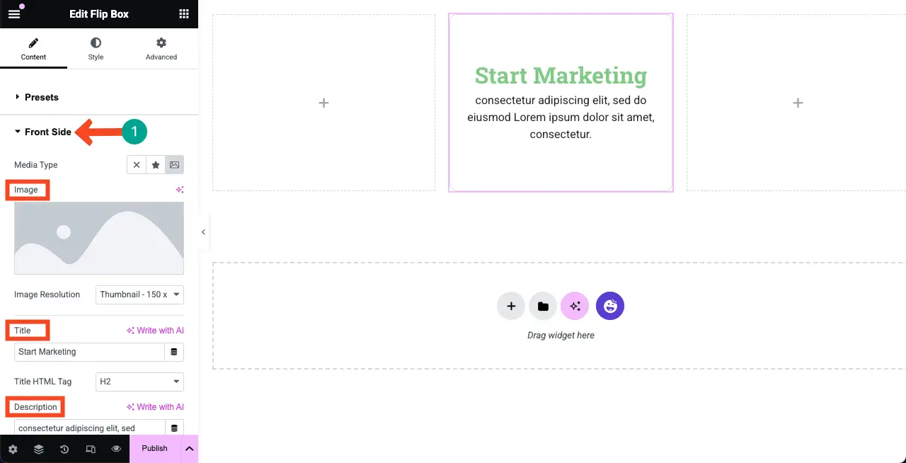 Add Content to the Front Side of the Widget