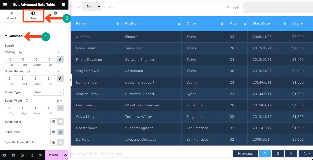 WordPressテーブルにGoogleシートを埋め込み、ソート可能にする方法17 Stylize the Table