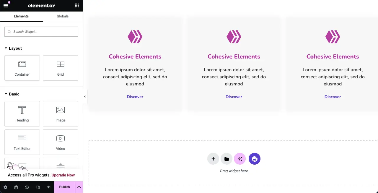 Elementor 22を使用してWordPressで機能ボックスを作成する方法 Blank boxes are deleted