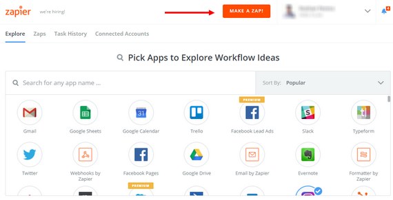 choisissez l'application zapier