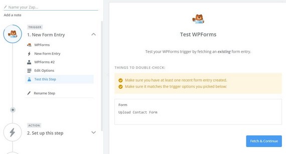 tester wpforms télécharger sur google drive zap