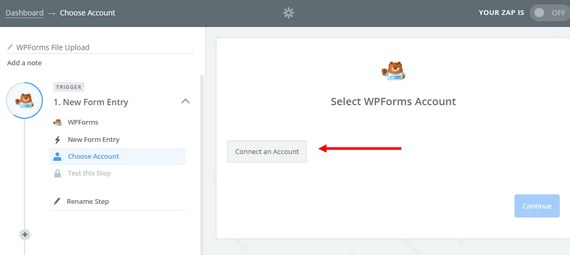 sélectionnez le compte wpforms