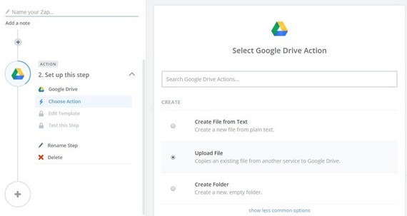 sélectionnez l'action de téléchargement wordpress sur google drive