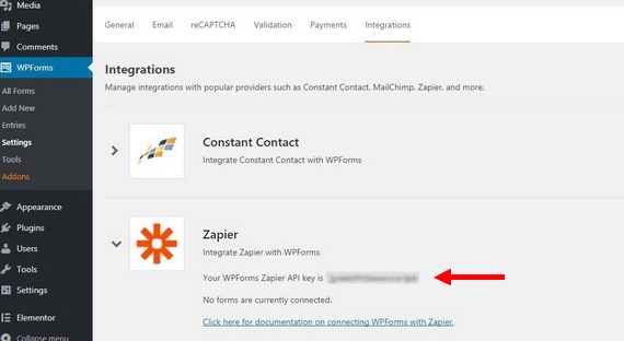 wordpress vous permet d'utiliser zapier pour télécharger sur google drive