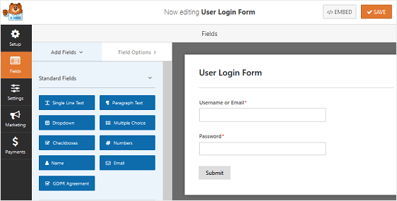 exemplu formular de autentificare utilizator