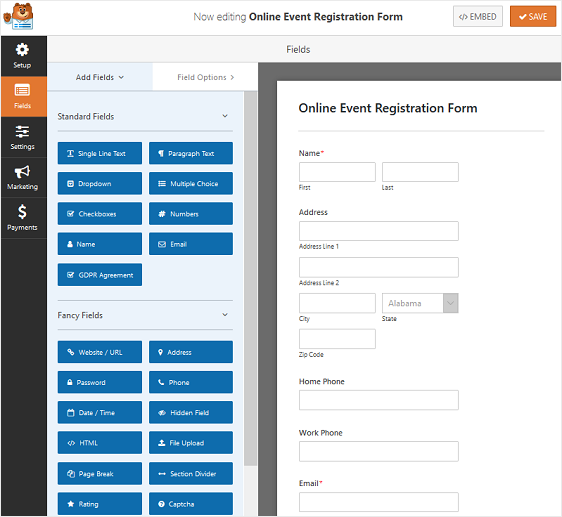 formular de înscriere la eveniment online