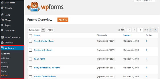 gestionarea formularelor wpforms