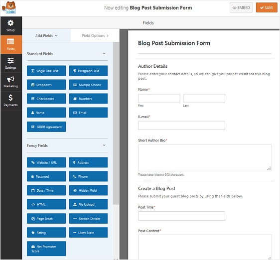 Formulir Pengiriman Postingan Blog