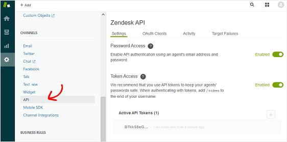 token api zapier în contul zendesk