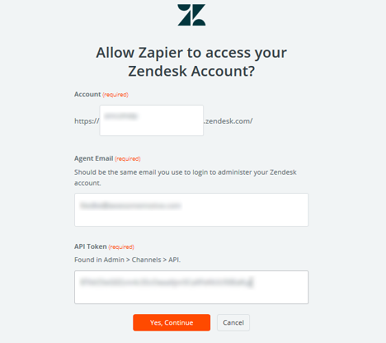 conectați zapier la contul zendesk