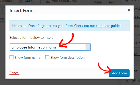 Mitarbeiterinformationsformular hinzufügen