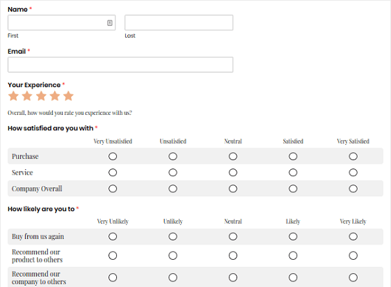 Exemplo de formulário de pesquisa WPForms