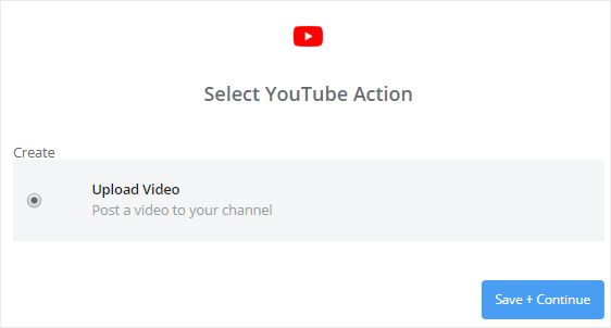 Selectați o acțiune YouTube