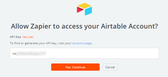 Permiteți lui Zapier să acceseze contul Airtable