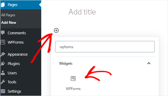 Adăugarea blocului WPForms la o pagină WordPress