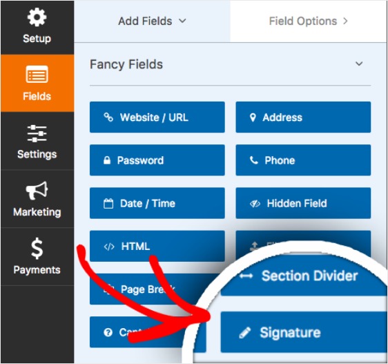 add-Signature-field-in-WPForms-form-builder