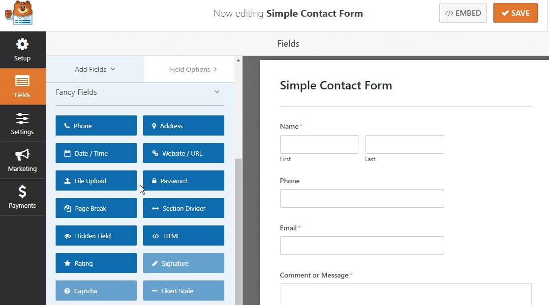 wpforms drag and drop builder