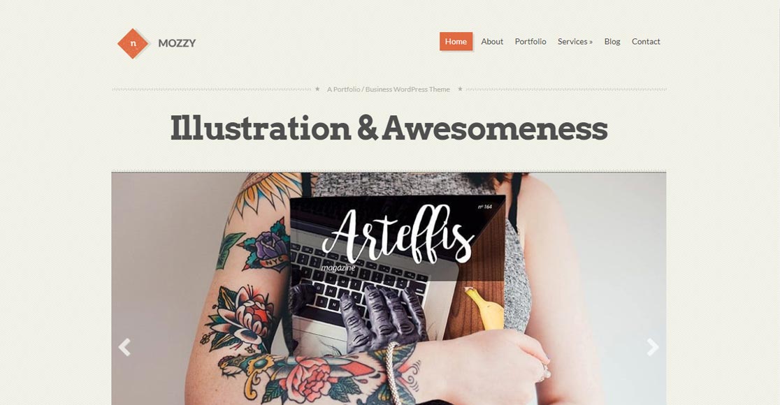 Tema wordpress responsif terbaik Mozzy