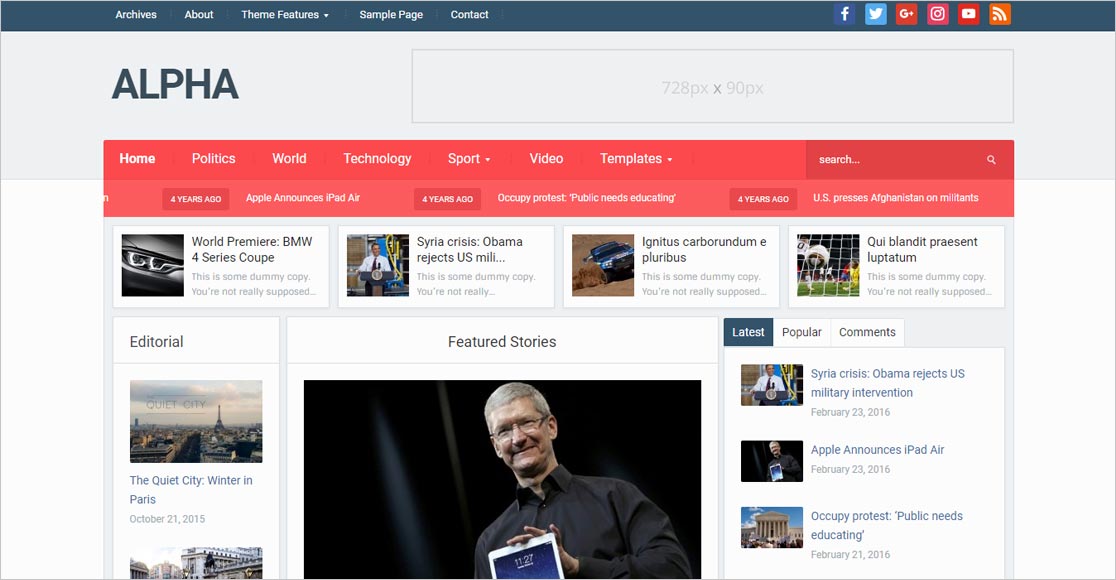 Tema wordpress responsif terbaik alfa