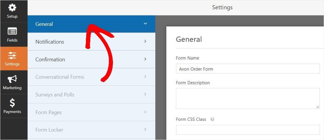 configurações do formulário de pedido avon