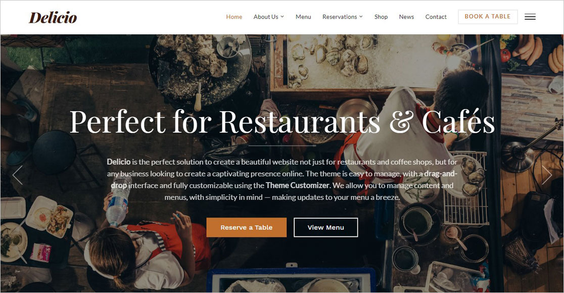 Tema restoran wordpress terbaik Delicio