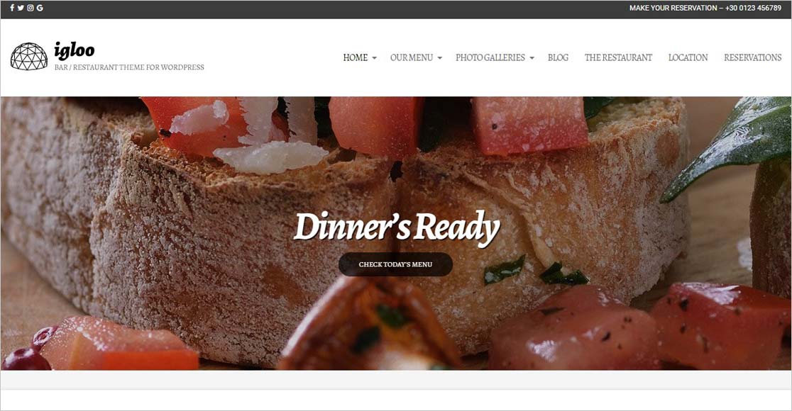 Igloo tema restoran wordpress terbaik