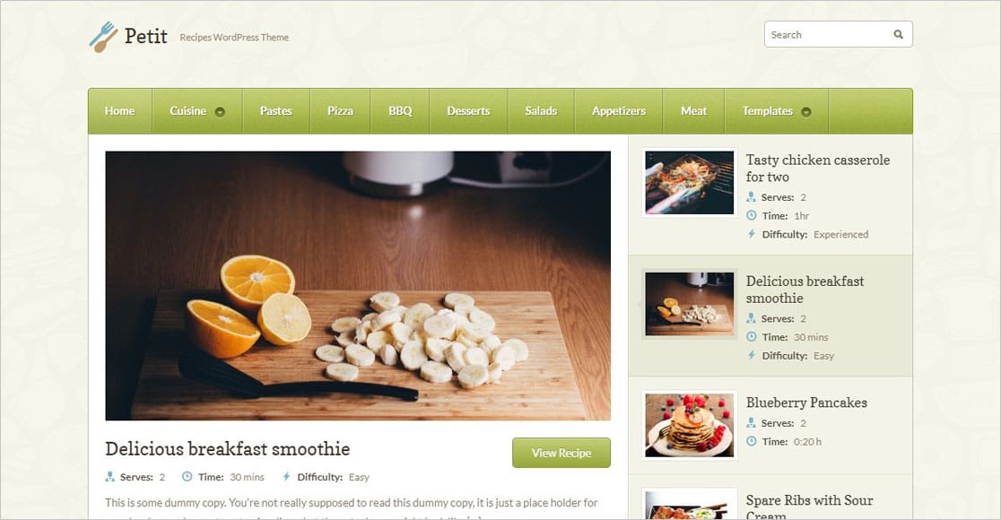 Tema restoran wordpress terbaik Petit