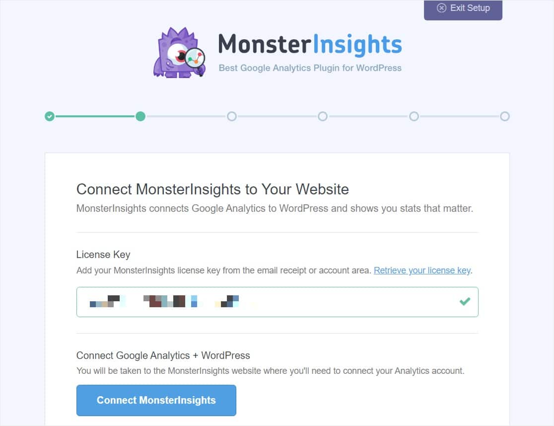 hubungkan monsterinsights dengan kunci lisensi