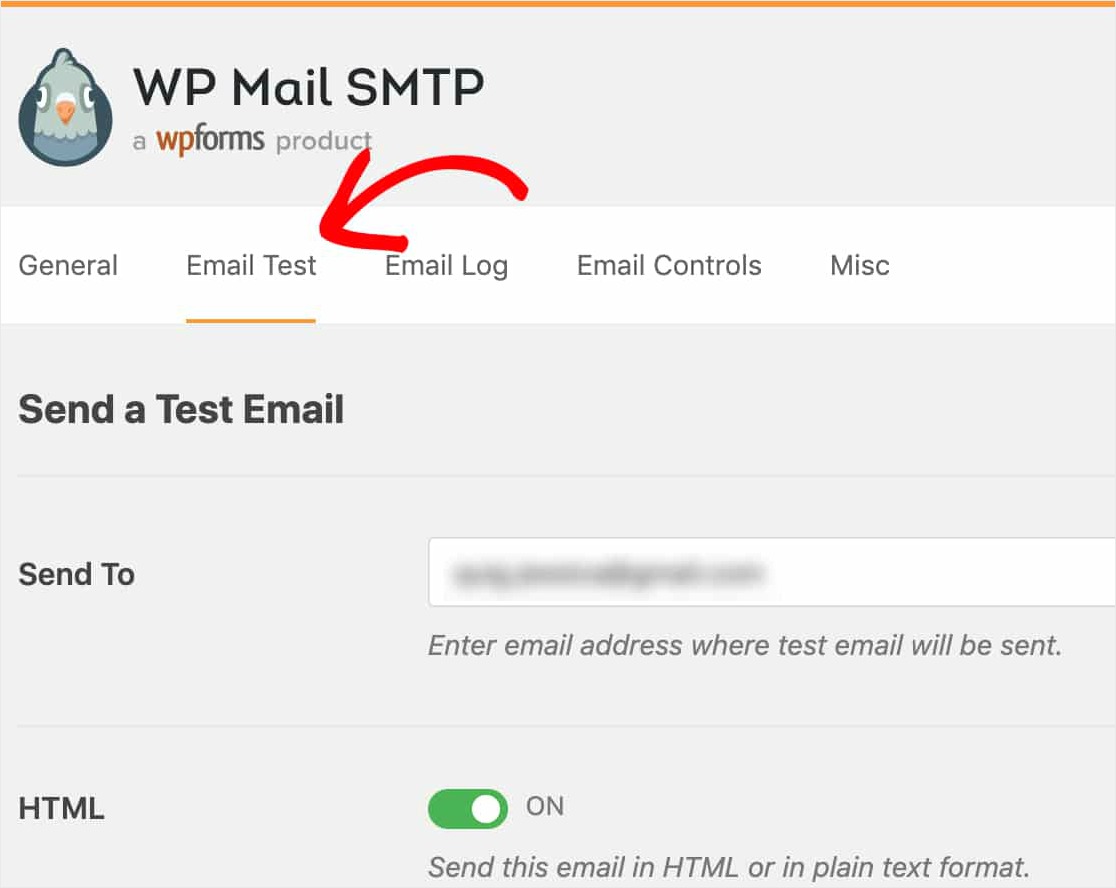 invia email di prova in wp mail smtp