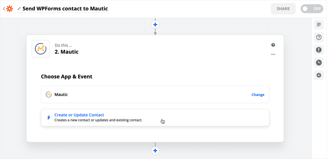 Zapier'de Mautic etkinliğini seçin