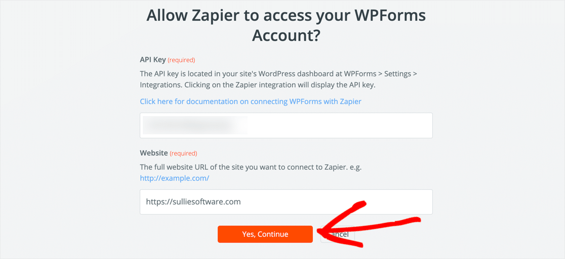 Подключение Zapier WPForms