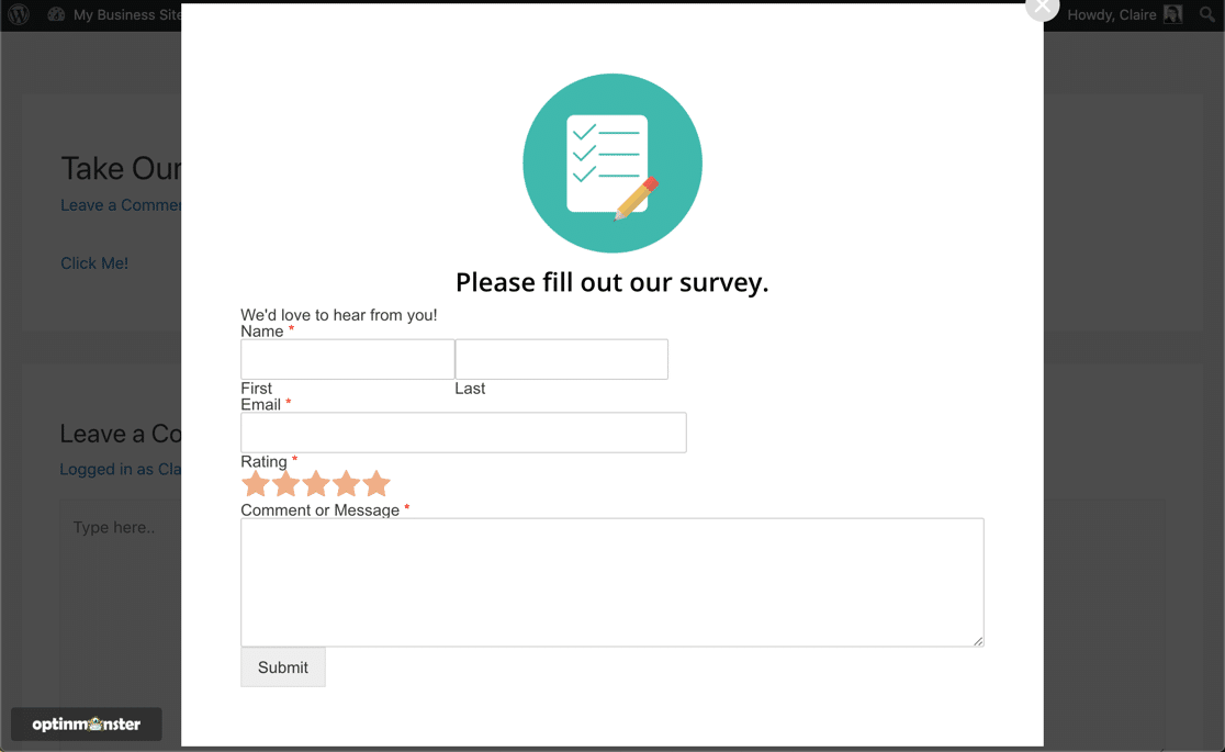 彈出 WordPress 調查插件結果