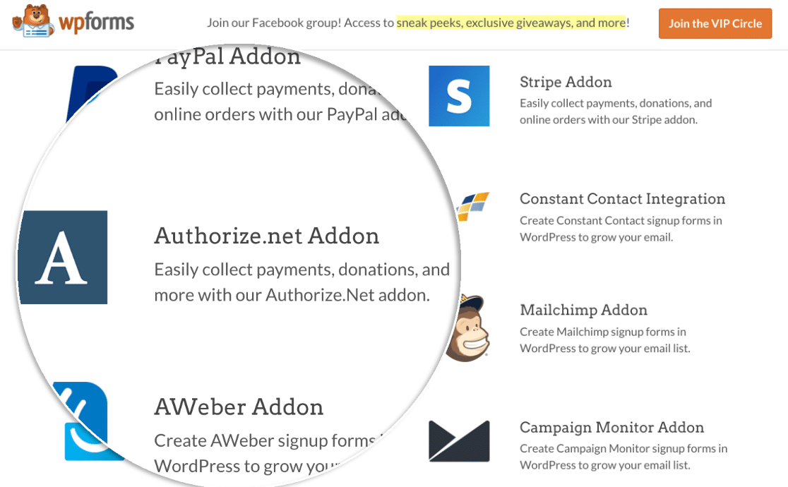 Модуль оплаты WPForms Authorize.net