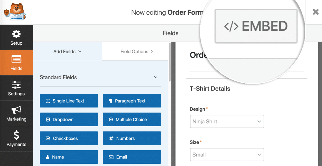 Вставьте форму оплаты Authorize.net