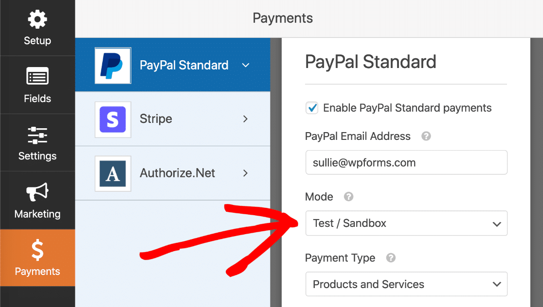 Форма онлайн-оплаты в режиме PayPal Sandbox