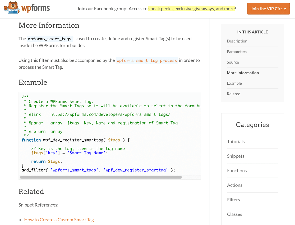 Пример документации для разработчиков WPForms