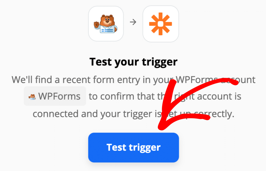 Тестирование триггера WPForms в Zapier