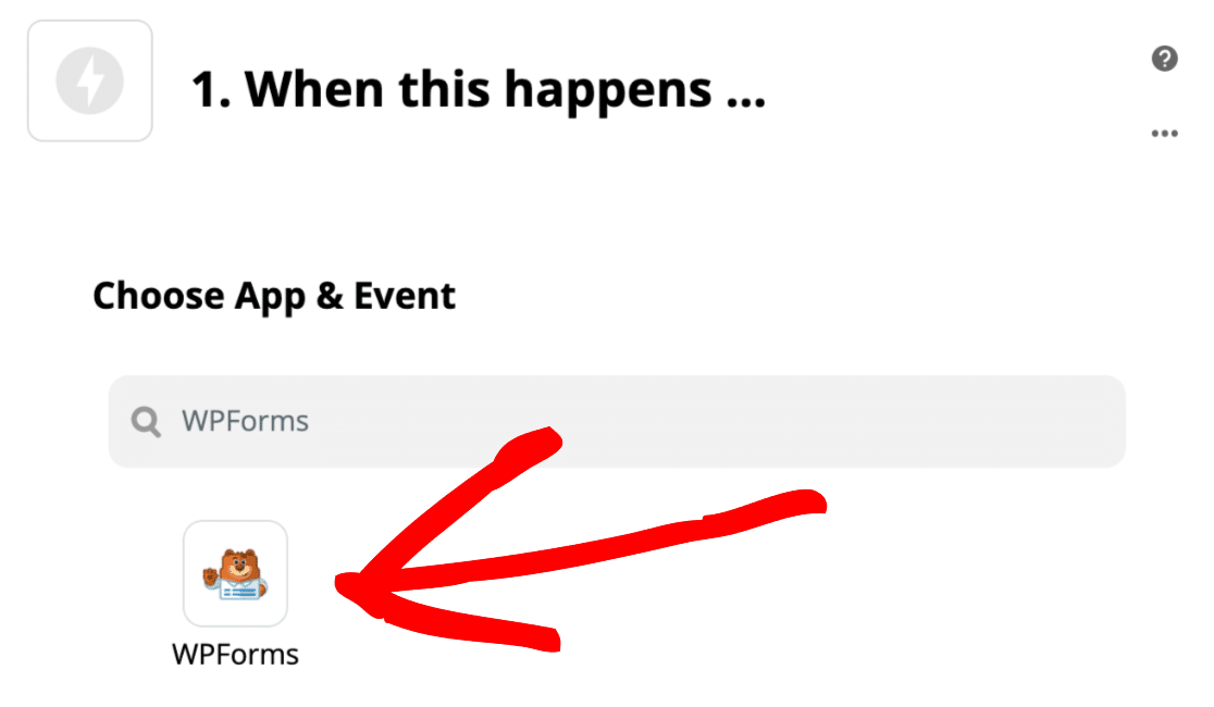 Выберите WPForms в качестве триггера Zapier