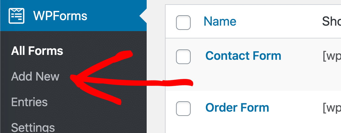 Добавить новую форму в WPForms