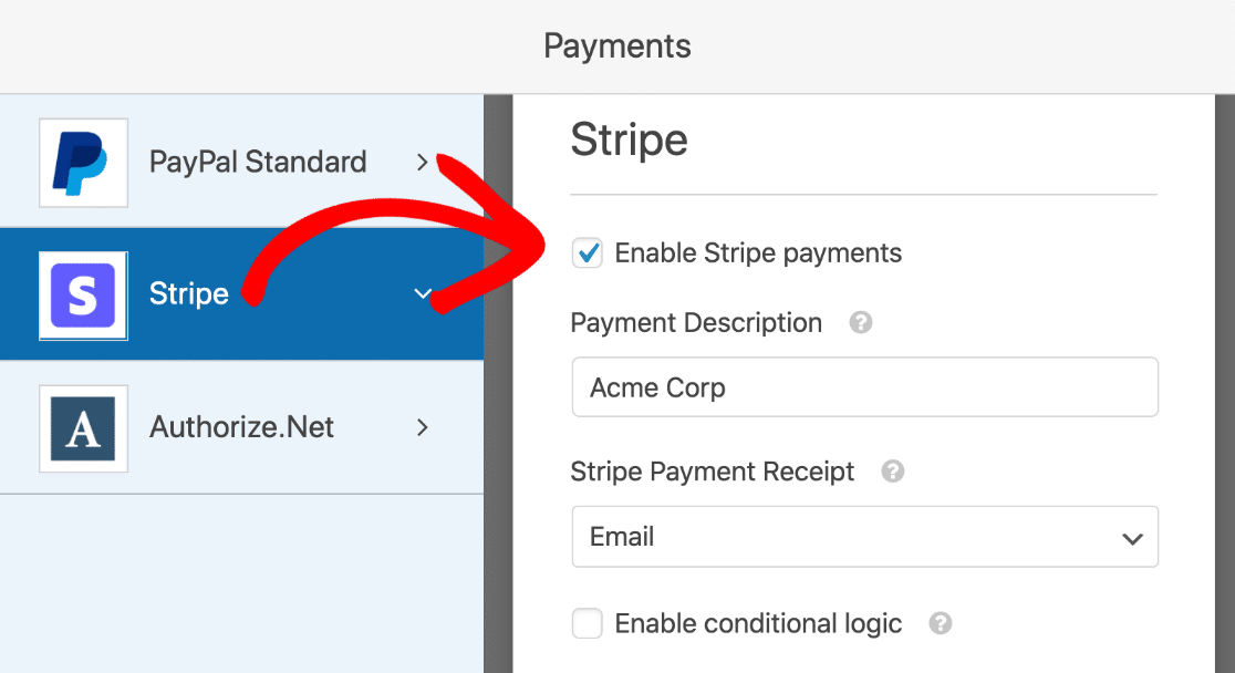 Dosya yükleme formunda Stripe ödemelerini etkinleştir